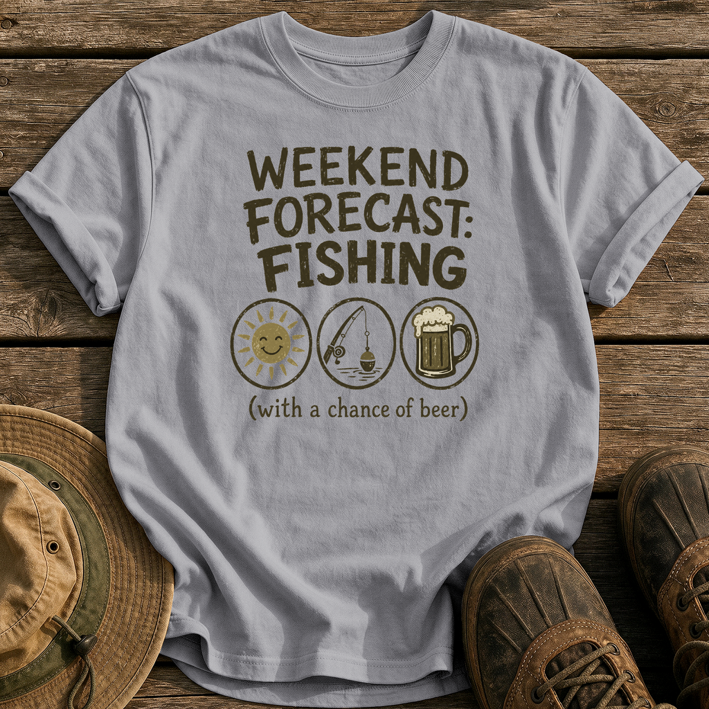 Weekend Forecast: Fishing & Beer tee - Grey - front