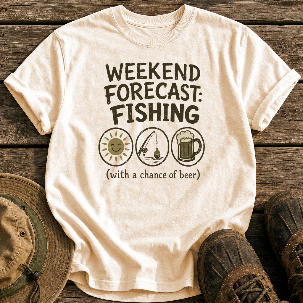 Weekend Forecast: Fishing & Beer tee - Ivory - front