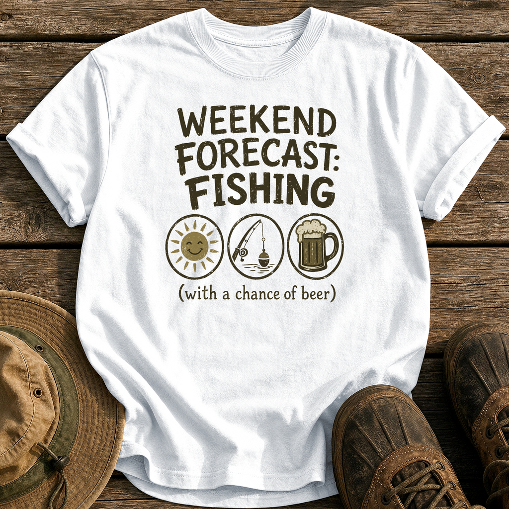 Weekend Forecast: Fishing & Beer tee - White - front