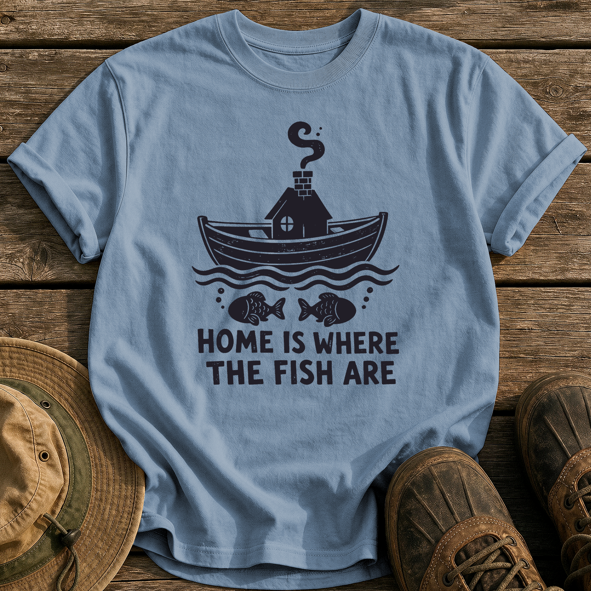 Home Is Where Fish Are tee - Blue Jean - front