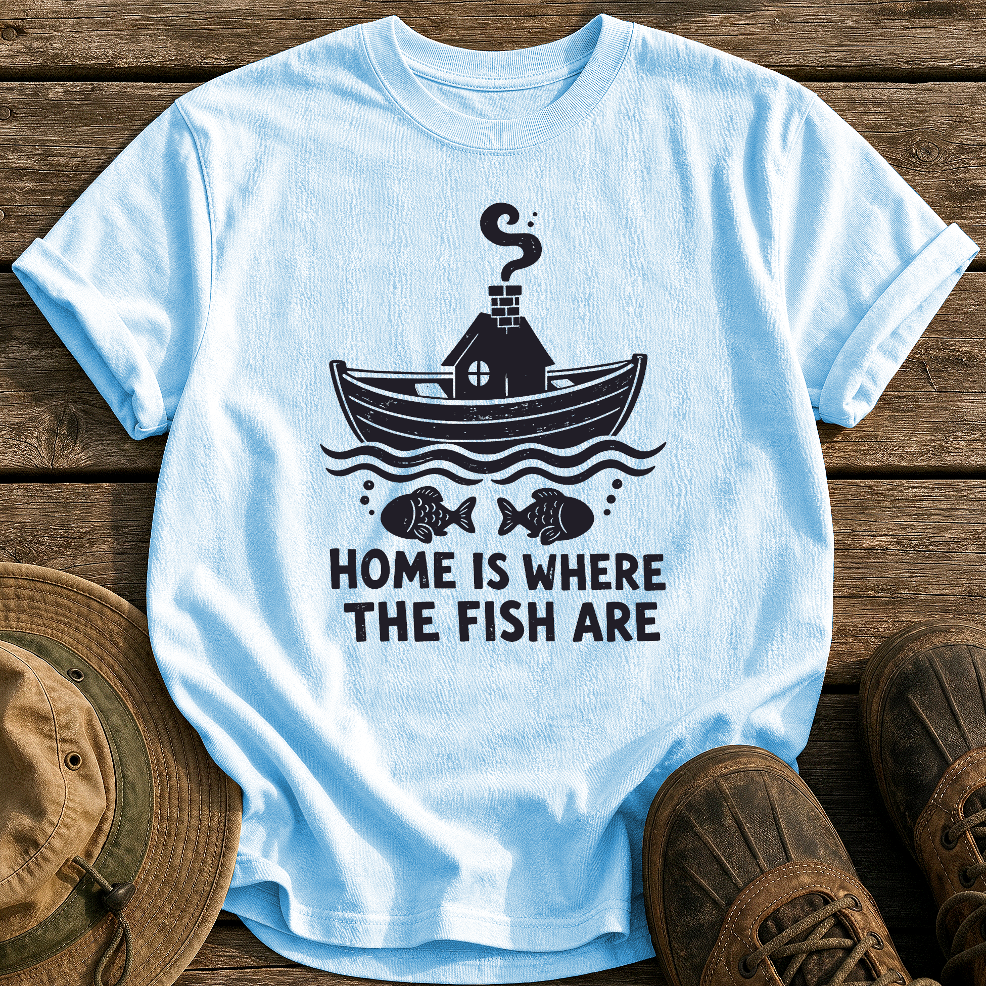 Home Is Where Fish Are tee - Chambray - front