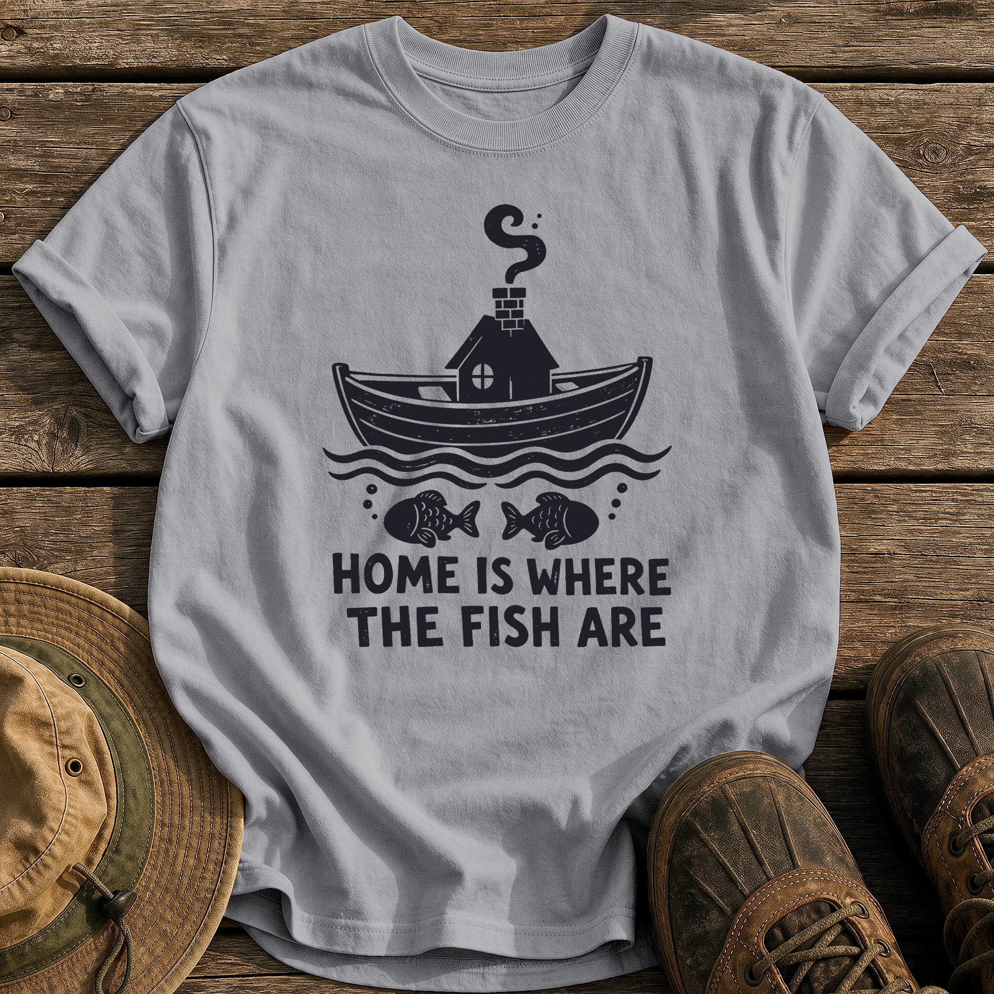 Home Is Where Fish Are tee - Grey - front