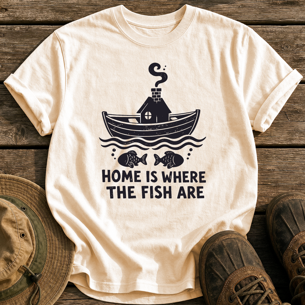 Home Is Where Fish Are tee - Ivory - front
