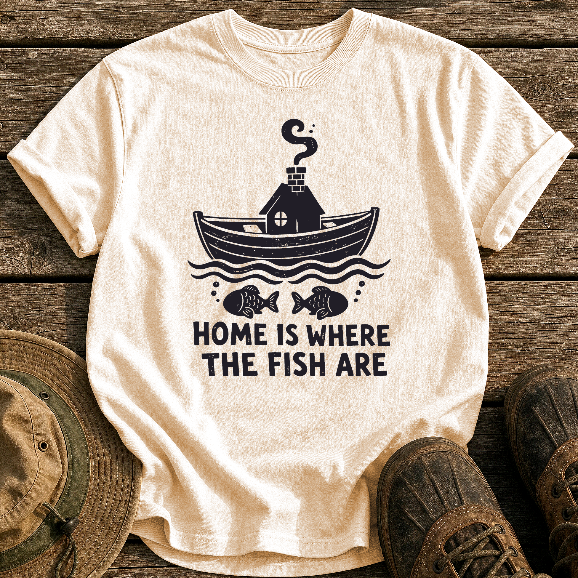 Home Is Where Fish Are tee - Ivory - front
